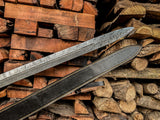 Damascus Steel Longsword | Wood & Brass Handle with Ornate Detailing