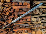 Handmade Steel Sword  with Wood and Leather Handle