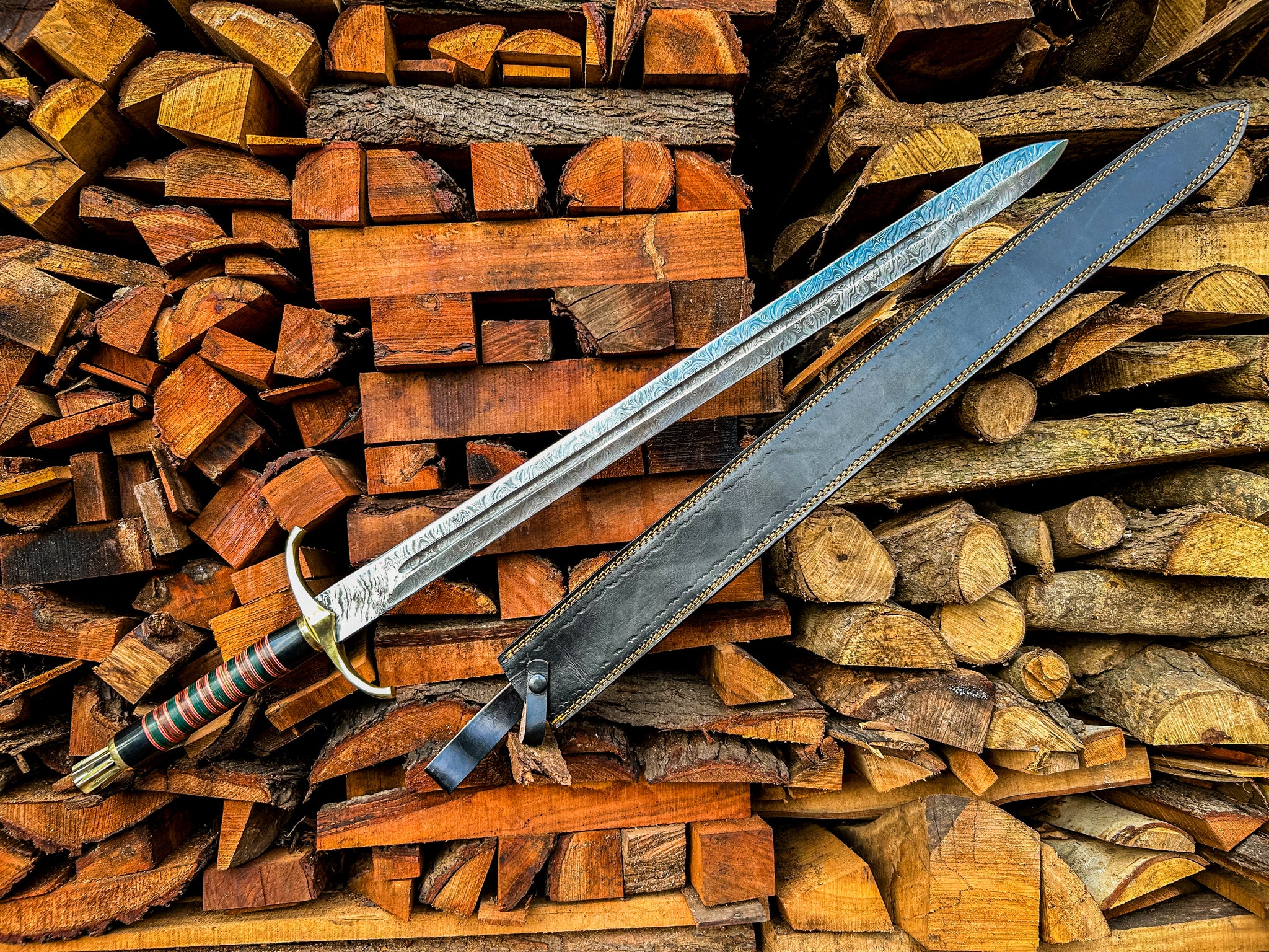 Handmade Steel Sword  with Wood and Leather Handle