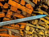Damascus Steel Gladius Sword with Hand-Carved wood handle