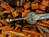 Lord of the Rings Herugrim Sword Replica Damascus Steel Sword with Black Leather Grip