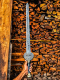 Lord of the Rings Herugrim Sword Replica Damascus Steel Sword with Black Leather Grip