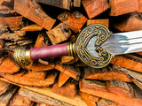 Lord of the Rings Herugrim Sword Replica Damascus Steel Sword with Purple Leather Grip