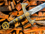 Viking Inspired Longsword with Gold Tone Medieval Design Handle