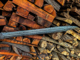 Damascus Steel Sword | Wood & Brass Guard Handle Longsword
