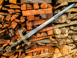 Viking Inspired Longsword with Gold Tone Medieval Design Handle