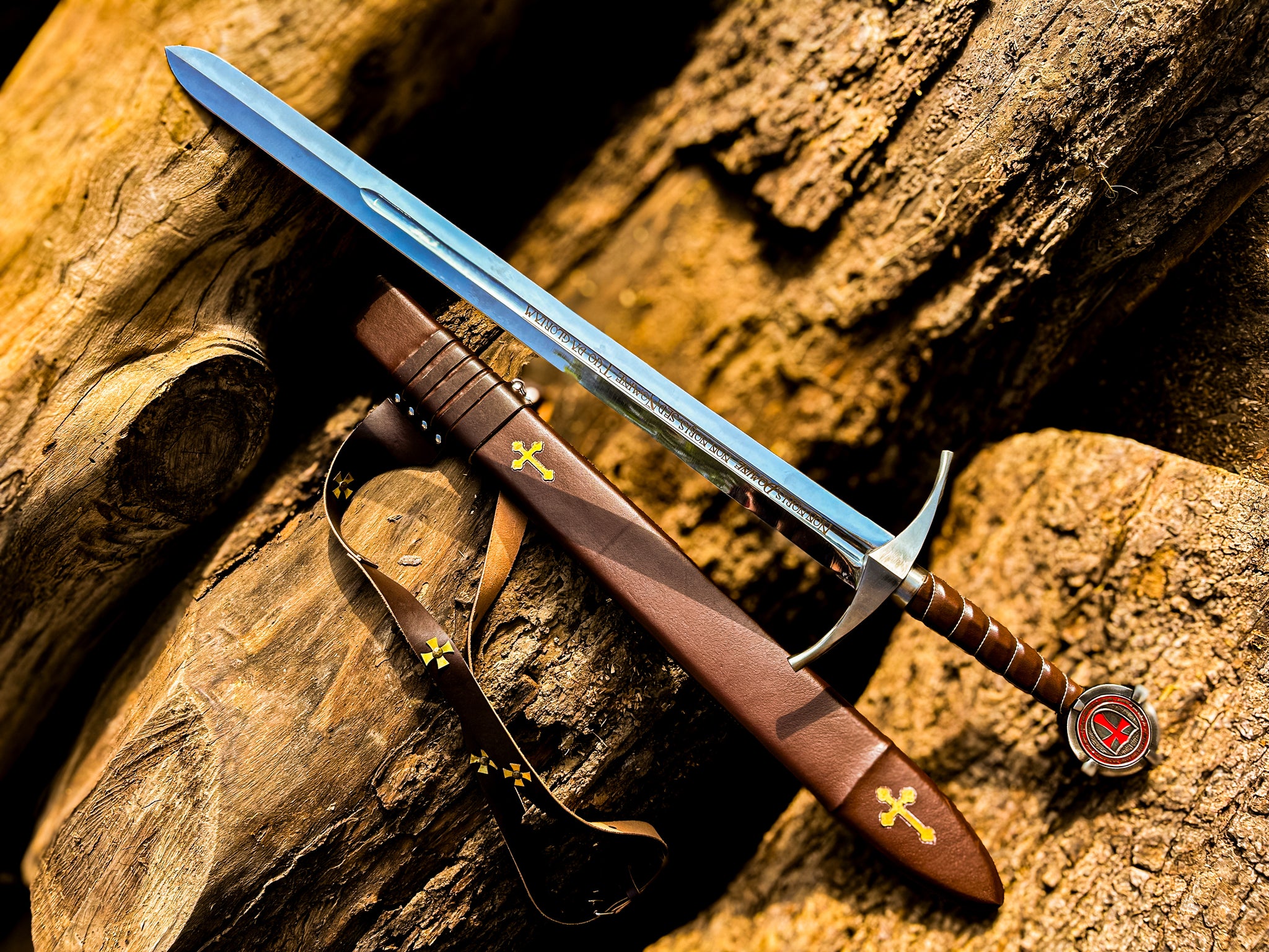 Templar Knight Sword – Medieval Arming Sword with Scabbard