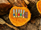 Handmade Fish Shaped Damascus Steel Folding Knife with Leather Sheath