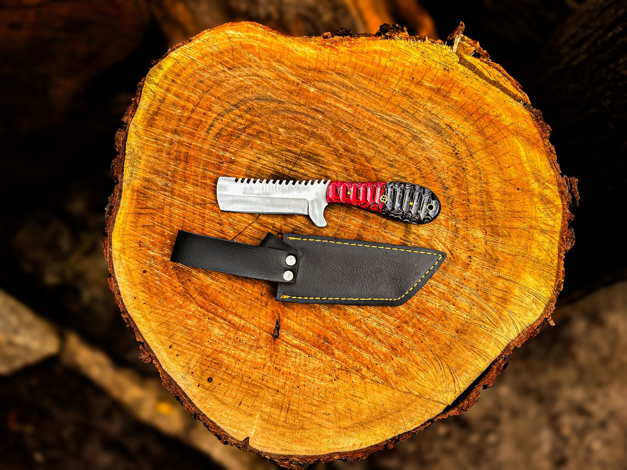 Handmade Bull Cutter Cowboy Knife with Leather Sheath