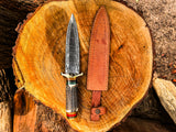 Stag Handle Hunting knife with Damascus Steel blade Stag Handle Knife with Leather Sheath