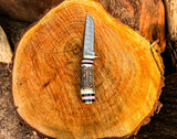 Damascus Steel Blade and Stag Handle Hunting knife with Leather Sheath