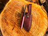 Handmade Skinner Knife Carbon Steel & Red Grip Fixed Blade Pocket knife