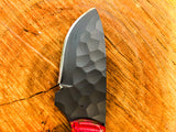 Handmade Skinner Knife Carbon Steel & Red Grip Fixed Blade Pocket knife