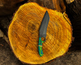 Handmade Green Wood Grip Fixed Blade Hunting Knife with Leather Sheath