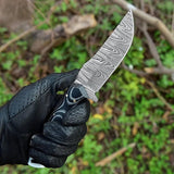 Damascus Steel Knife with G10 Handle with Mosaic Pin Detailing